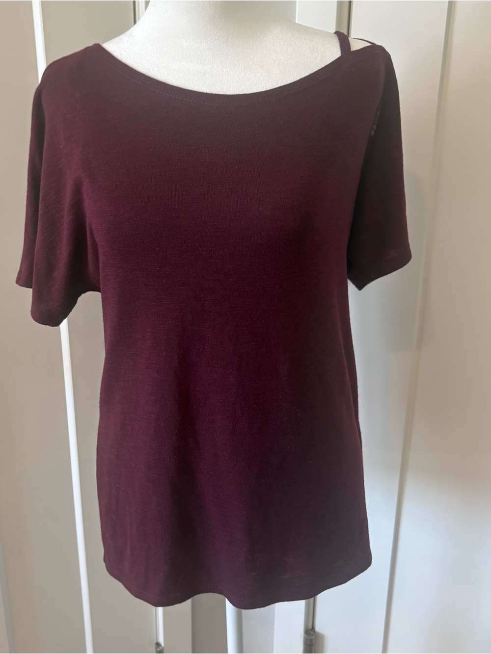 Kaileigh Medium Scoop Neck Knit Short Sleeve Top - Burgundy
